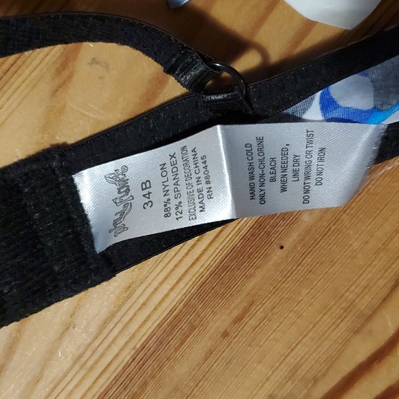 New - wallflower size 34B blue pattern with lace bra - Picture 3 of 3